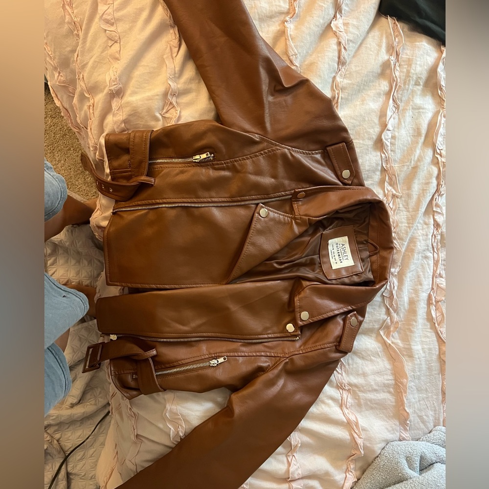 brown leather jacket never worn